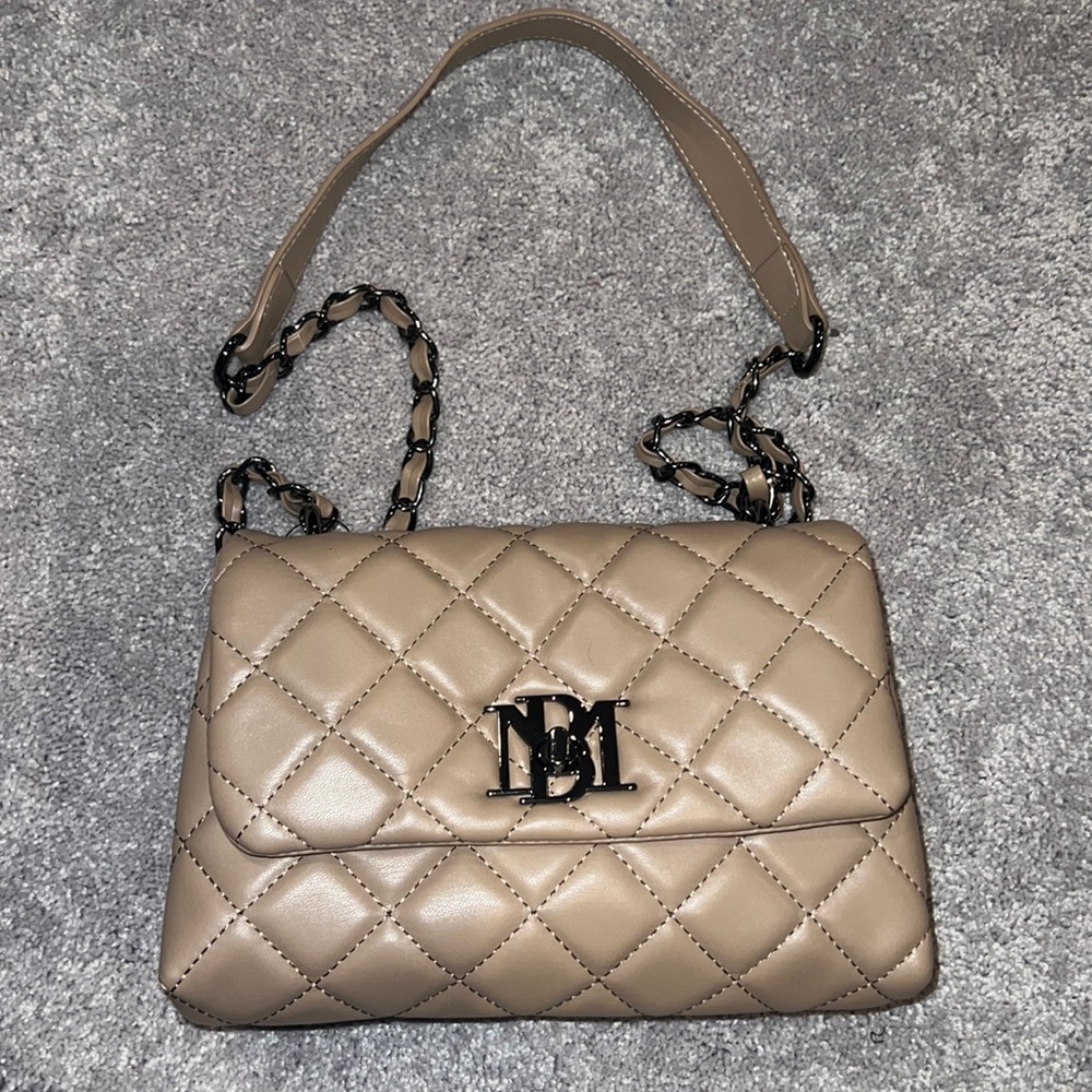 Badgley Mischka Quilted Chain Strap Bag - Nude